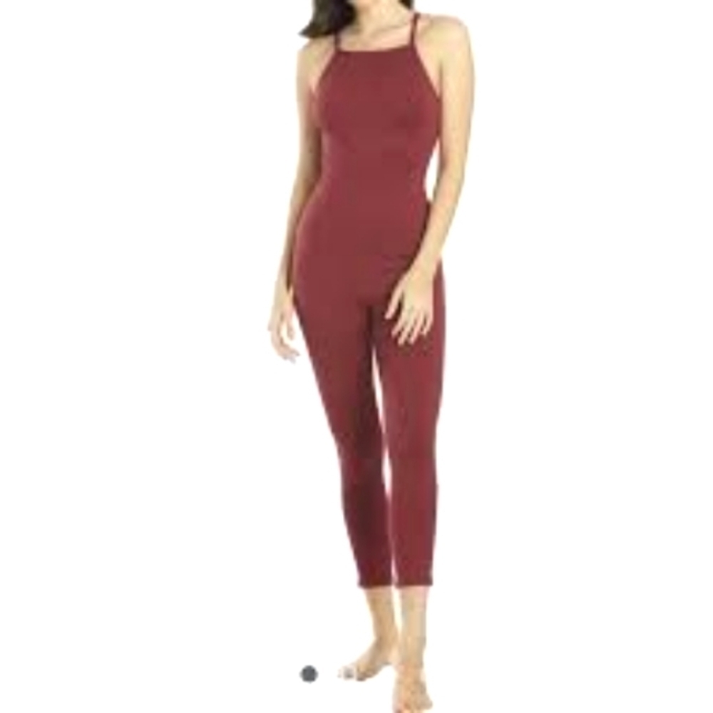 FREE PEOPLE MOVEMENT Mulberry Pie Burgundy Activewear Bodysuit - SIZE Small NWT